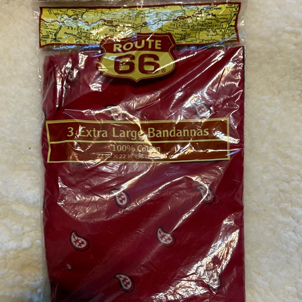 Vintage- Kmart Route 66 Red Paisley Bandannas Pack of 3 xl